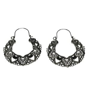 Elegant Silver Filigree Hoop Earrings